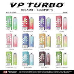 買一送一｜VP TURBO 6000口 發光電子煙｜950mAh｜10ml｜3%尼古丁鹽｜不可充電