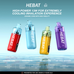 HEBAT 15000 口一次性電子煙｜13W 大功率・陶瓷芯・超冰爽體驗・內附刮刮樂抽獎卡